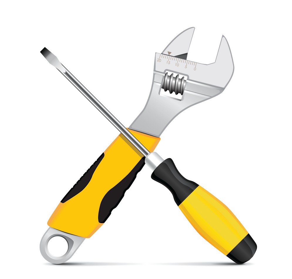 Schraubenschl&uuml;ssel und Schraubendreher