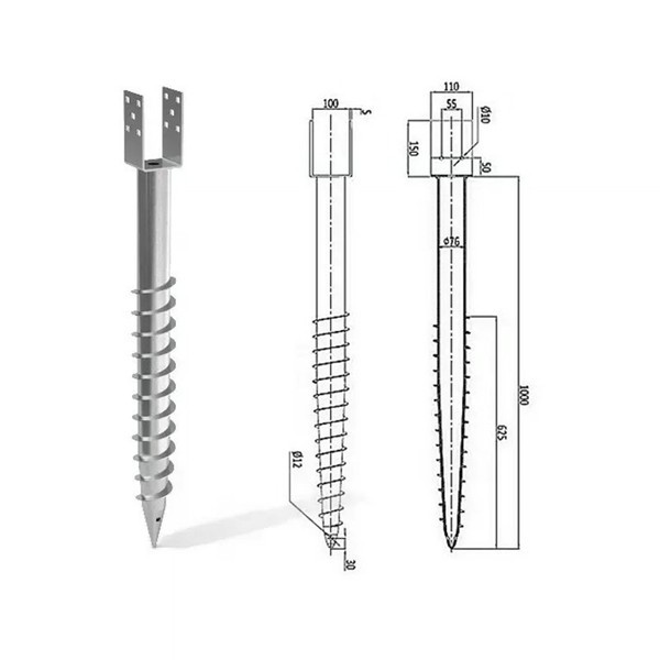 Verzinkte Metallhalterung, Stahl-Erdschraubenpfosten, Pfahlrohr, Bodenschraubenschraube